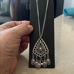 Silver Pendant Necklace with Intricate Design